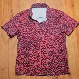 Leopard Print Men's Button Up Shirt